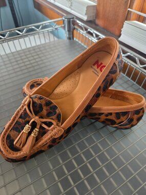 National Comfort Shell Suede Loafer Leopard Calf Size 9